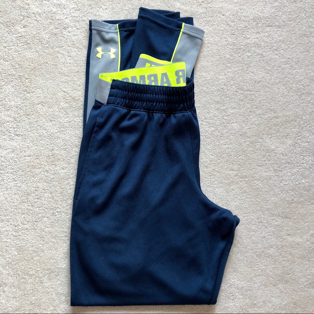 Under Armour Sweatpants Joggers Navy Lime Green